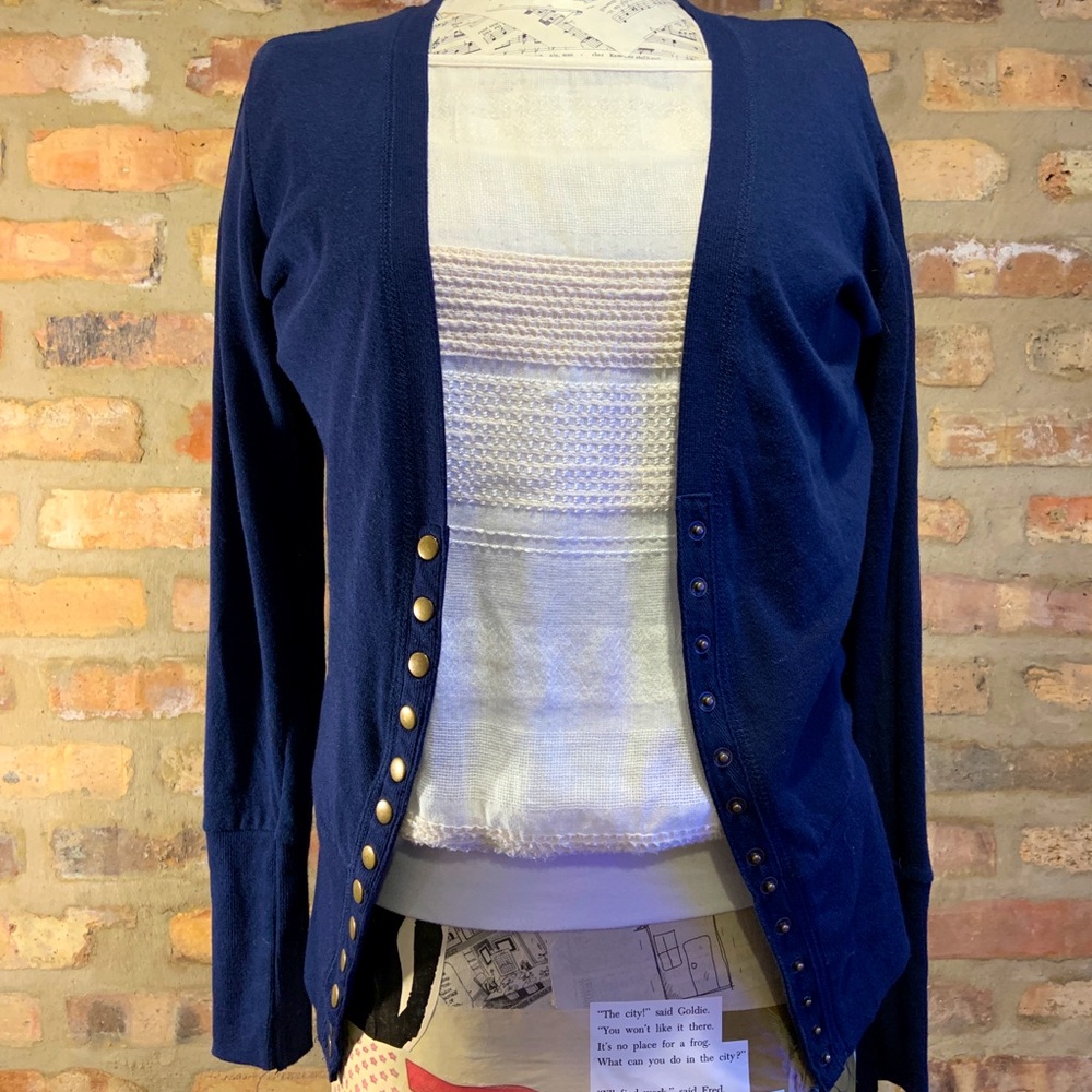 Navy cardigan sweater